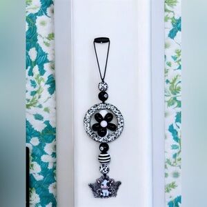 Black and White Beaded Car Charm